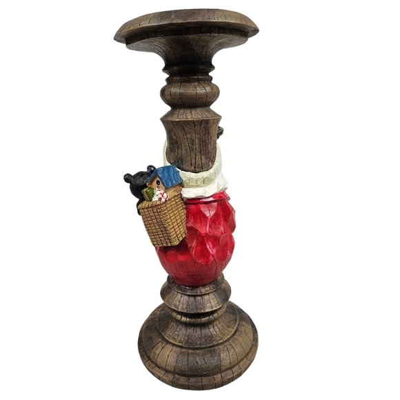 Carved Old World Victorian Santa Claus Pillar Candle Holder Painted Resin in Box - Picture 4 of 10